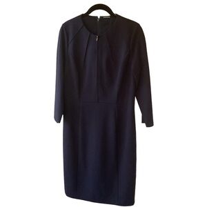 Elie Tahari Dart Zip Double-Knit Dress Size 10 Goth Witchy